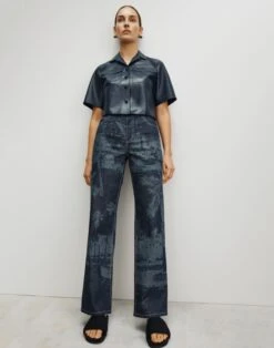 Nappa Leather Cropped Shirt -Chic Daily Fashion mbea7r l215 midnight blue catalog