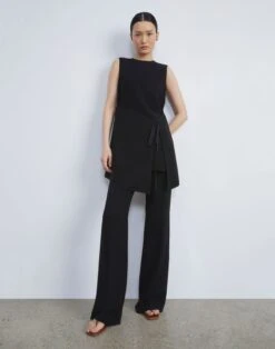 Finesse Crepe Wrap Tunic -Chic Daily Fashion mbeb1r 6147 black elevated