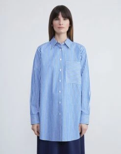 Banker Stripe Cotton Buttoned Shirt -Chic Daily Fashion mbeb5r 1x51 royale multi