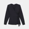 Stretch Cotton Wrap Blouse