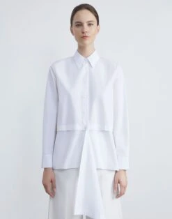 Organic Cotton Poplin Oversized Convertible Shirt -Chic Daily Fashion mbec7r 1r48 white