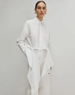 Organic Cotton Poplin Oversized Convertible Shirt -Chic Daily Fashion mbec7r 1r48 white catalog