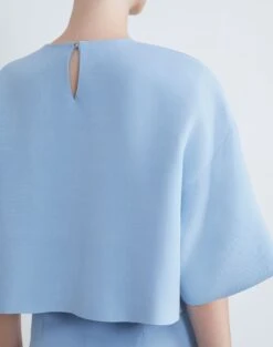 Viscose-Silk Blouse -Chic Daily Fashion mbec9r 1x42 aerial blue detail