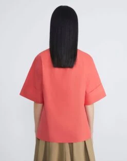 Organic Cotton Poplin Popover Shirt -Chic Daily Fashion mbed1r 1r48 stamped poppy back