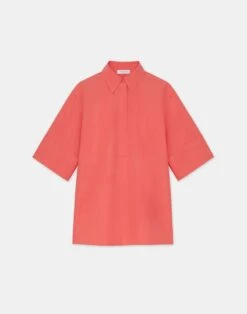 Organic Cotton Poplin Popover Shirt -Chic Daily Fashion mbed1r 1r48 stamped poppy flat