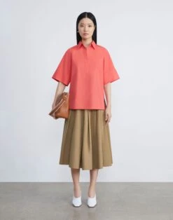 Organic Cotton Poplin Popover Shirt -Chic Daily Fashion mbed1r 1r48 stamped poppy full