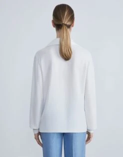 Finesse Crepe Collared Blouse -Chic Daily Fashion mbed2r 6147 cloud back