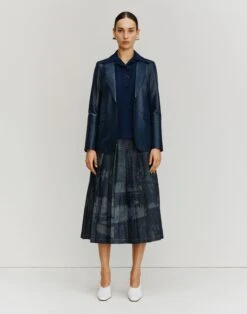 Finesse Crepe Collared Blouse -Chic Daily Fashion mbed2r 6147 midnight blue catalog