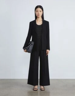 Satin Smocked Stripe Sleeveless Blouse -Chic Daily Fashion mbed5h 9327 black full