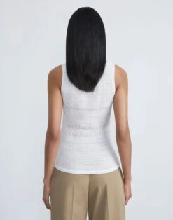 Satin Smocked Stripe Sleeveless Blouse -Chic Daily Fashion mbed5h 9327 cloud back