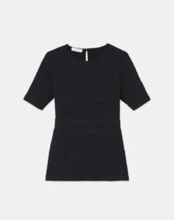 Satin Smocked Stripe Blouse