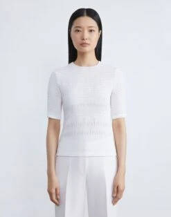 Satin Smocked Stripe Blouse -Chic Daily Fashion mbed6h 9327 cloud