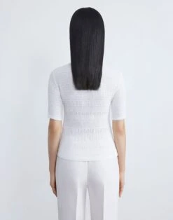 Satin Smocked Stripe Blouse -Chic Daily Fashion mbed6h 9327 cloud back