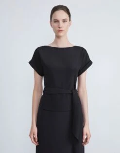 Organic Silk Stretch Crepe De Chine Wrap Blouse -Chic Daily Fashion mbed8r 5553 black