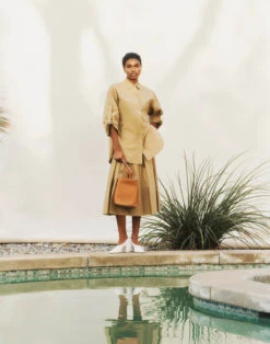 Organic Cotton Poplin Tab Sleeve Shirt -Chic Daily Fashion mbed9r 1r48 cadet khaki elevated