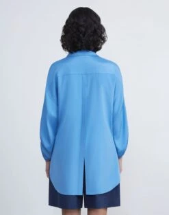 Organic Silk Stretch Georgette Tab Sleeve Blouse 12 Organic Silk Stretch Georgette Tab Sleeve Blouse -Chic Daily Fashion mbed9r 1u40 sonic blue back
