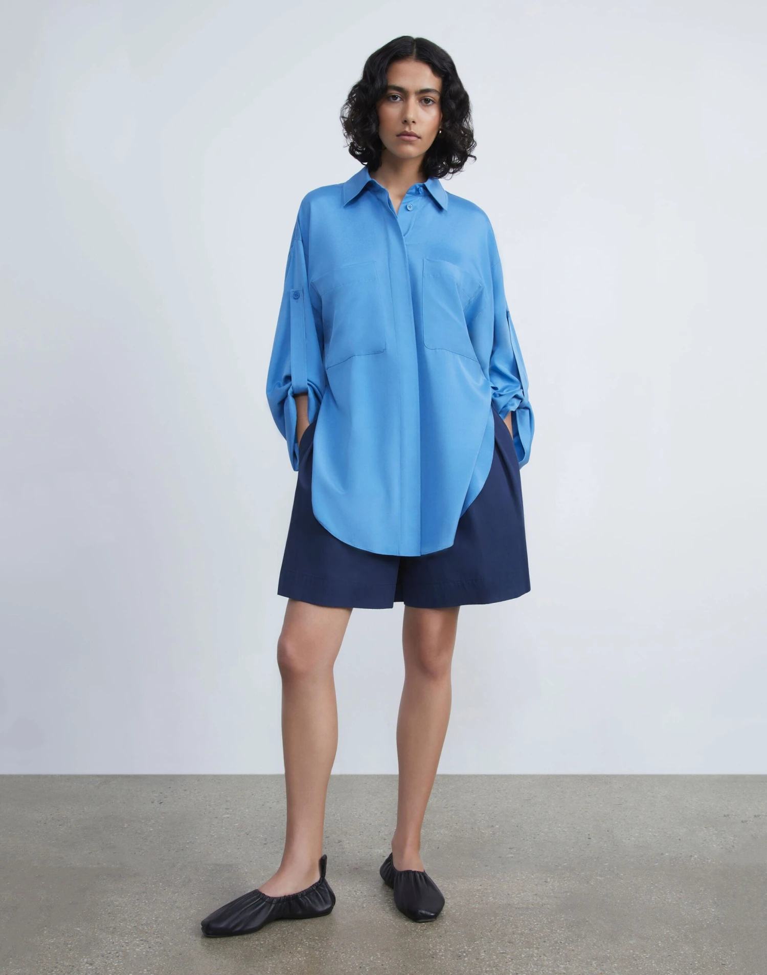 Organic Silk Stretch Georgette Tab Sleeve Blouse 2 Organic Silk Stretch Georgette Tab Sleeve Blouse - Image 2