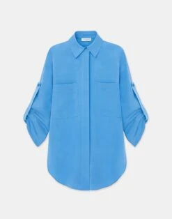 Organic Silk Stretch Georgette Tab Sleeve Blouse