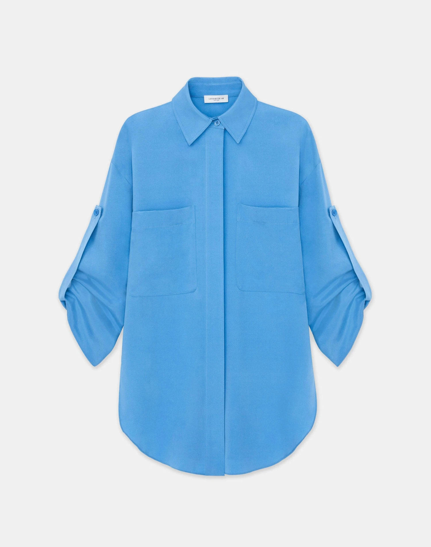 Organic Silk Stretch Georgette Tab Sleeve Blouse 1 Organic Silk Stretch Georgette Tab Sleeve Blouse