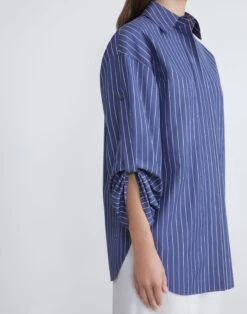 Pencil Stripe Tab Sleeve Shirt -Chic Daily Fashion mbed9r 1x49 retro blue multi detail