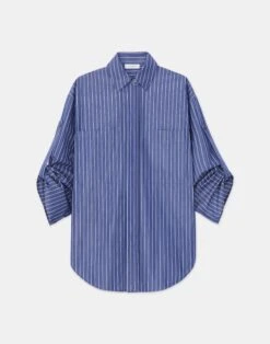 Pencil Stripe Tab Sleeve Shirt