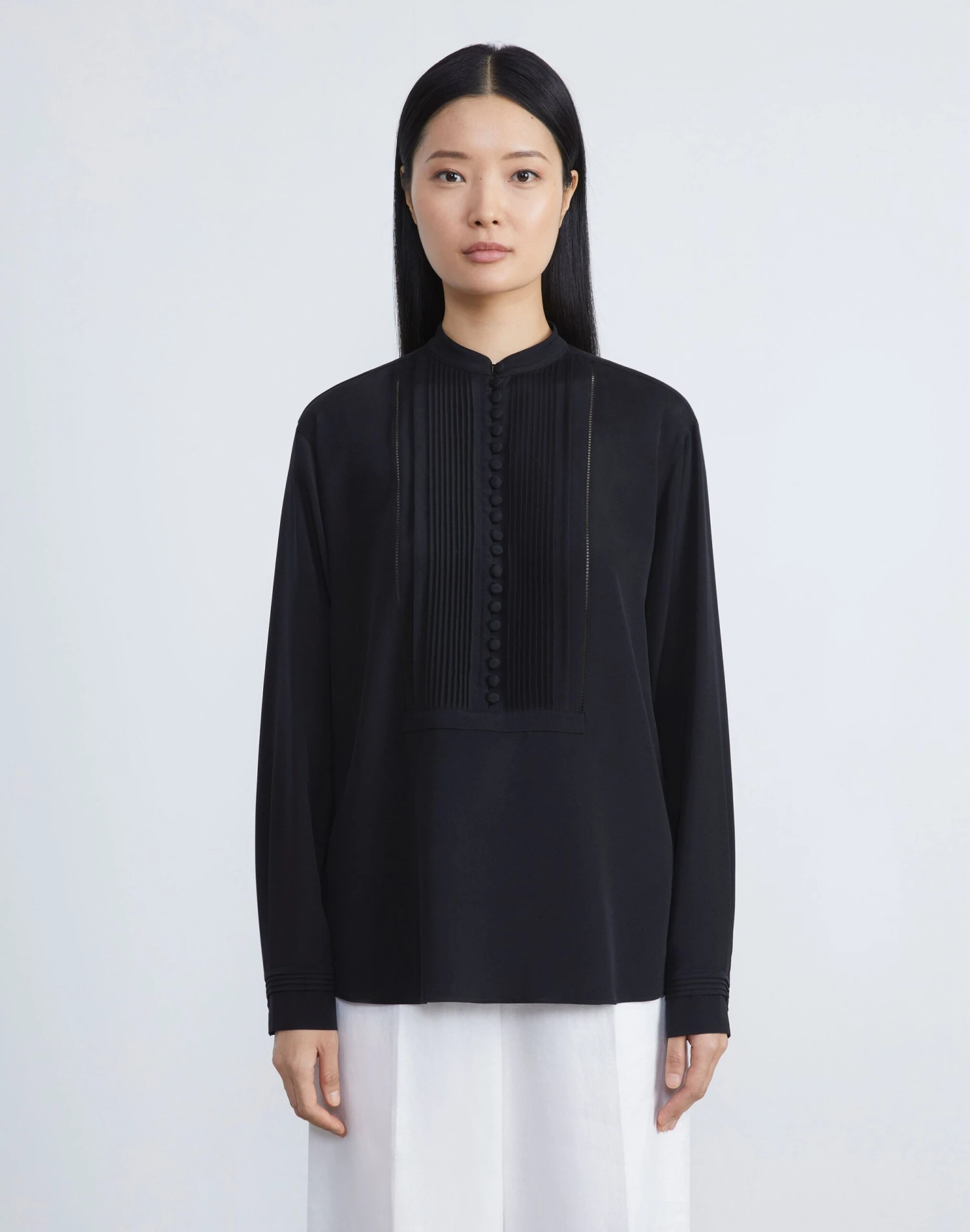 Organic Silk Stretch Georgette Pintuck Blouse 5 Organic Silk Stretch Georgette Pintuck Blouse - Image 5