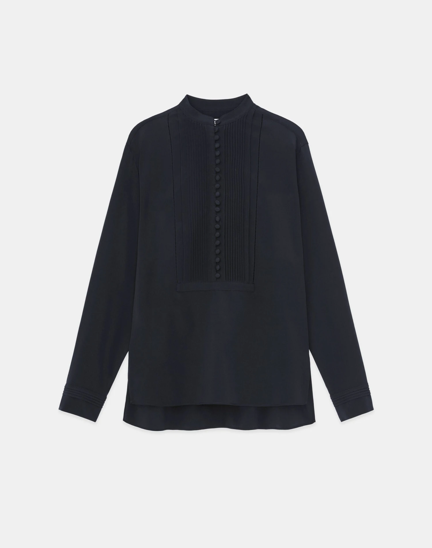 Organic Silk Stretch Georgette Pintuck Blouse 1 Organic Silk Stretch Georgette Pintuck Blouse