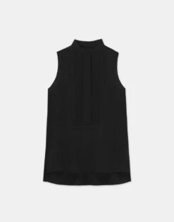 Organic Silk Stretch Georgette Pintuck Sleeveless Blouse