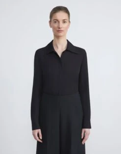 Organic Silk Georgette Blouse Bodysuit -Chic Daily Fashion mbee8r 1u38 black