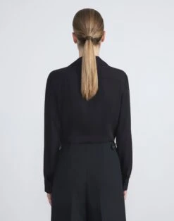 Organic Silk Georgette Blouse Bodysuit -Chic Daily Fashion mbee8r 1u38 black back