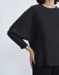 Organic Silk Georgette Button Sleeve Blouse -Chic Daily Fashion mbee9r 1u38 black detail