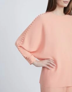Organic Silk Georgette Button Sleeve Blouse -Chic Daily Fashion mbee9r 1u38 coral haze detail