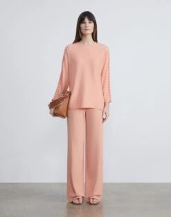 Organic Silk Georgette Button Sleeve Blouse -Chic Daily Fashion mbee9r 1u38 coral haze full