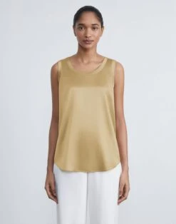 Silk Charmeuse Reversible Perla Blouse 35 Silk Charmeuse Reversible Perla Blouse -Chic Daily Fashion mbw19r 2629 dune