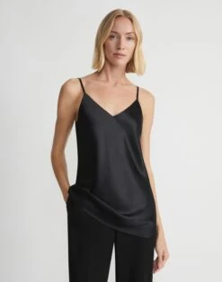Silk Charmeuse Bias Tank -Chic Daily Fashion mby95r 2629 black
