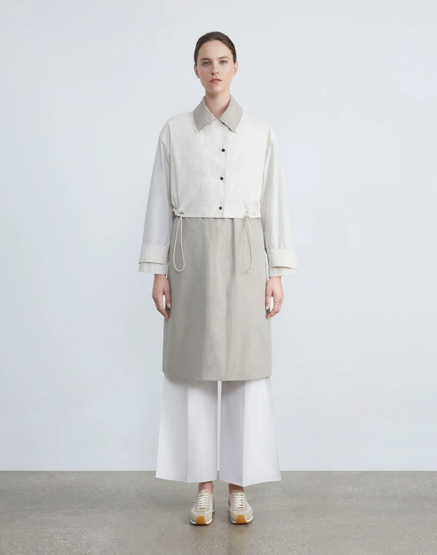 Two Tone Cotton Oversized Convertible Trench Coat 3 Two Tone Cotton Oversized Convertible Trench Coat - Image 3