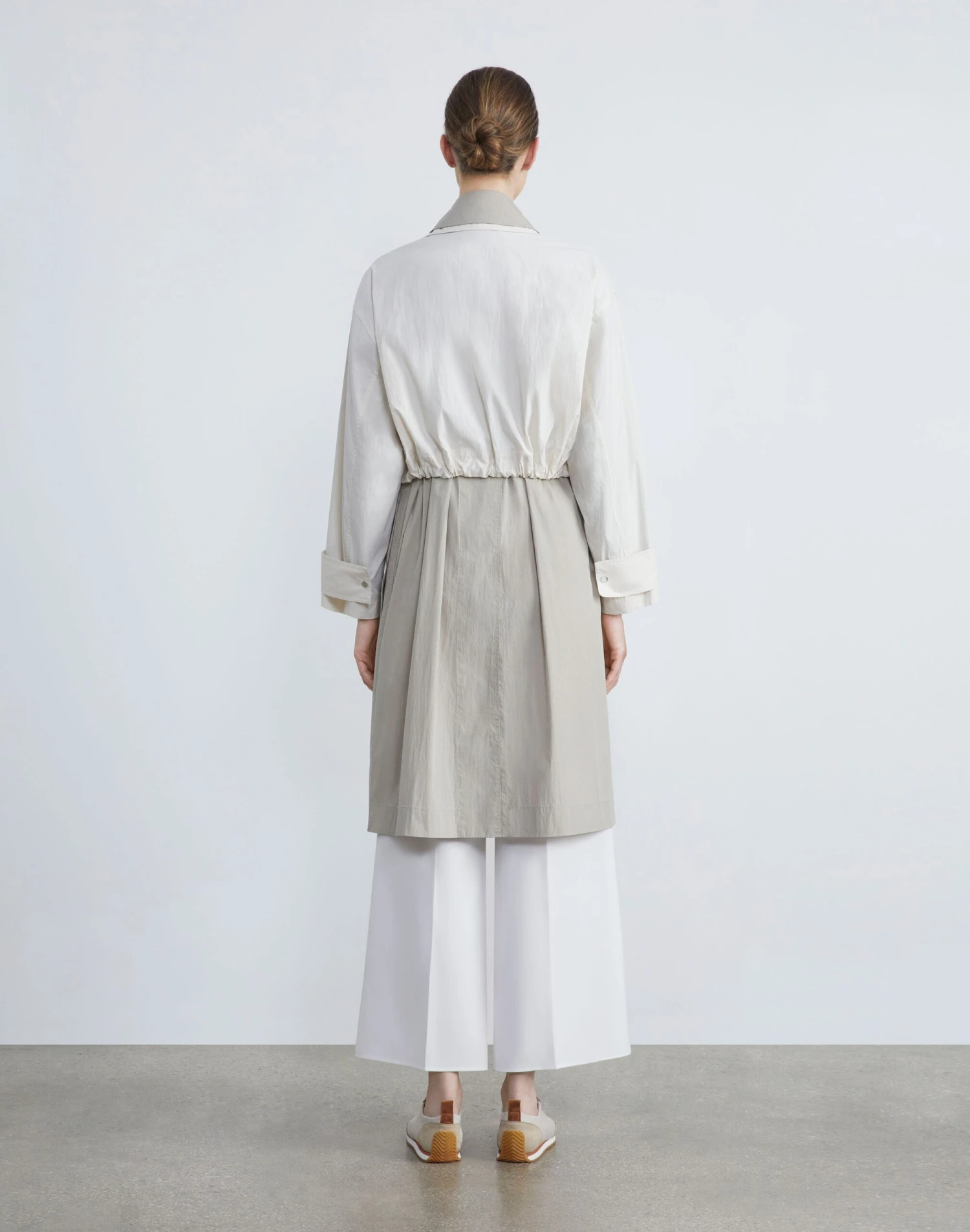Two Tone Cotton Oversized Convertible Trench Coat 4 Two Tone Cotton Oversized Convertible Trench Coat - Image 4