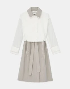Two Tone Cotton Oversized Convertible Trench Coat