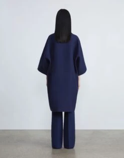 Hemp-Cotton Double Weave Coat -Chic Daily Fashion mcb73h 1x79 navy back