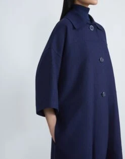 Hemp-Cotton Double Weave Coat -Chic Daily Fashion mcb73h 1x79 navy detail