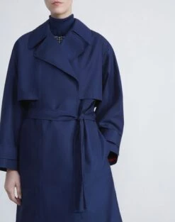 L148 Outdoor Cotton Trench Coat 12 L148 Outdoor Cotton Trench Coat -Chic Daily Fashion mcb75r 1u50 midnight blue detail