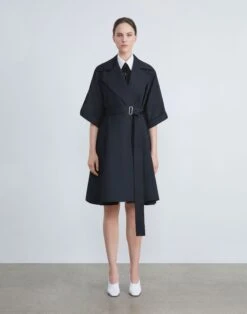 Regenerated Poly Taffeta Short Trench Coat 10 Regenerated Poly Taffeta Short Trench Coat -Chic Daily Fashion mcb78r 1n42 black