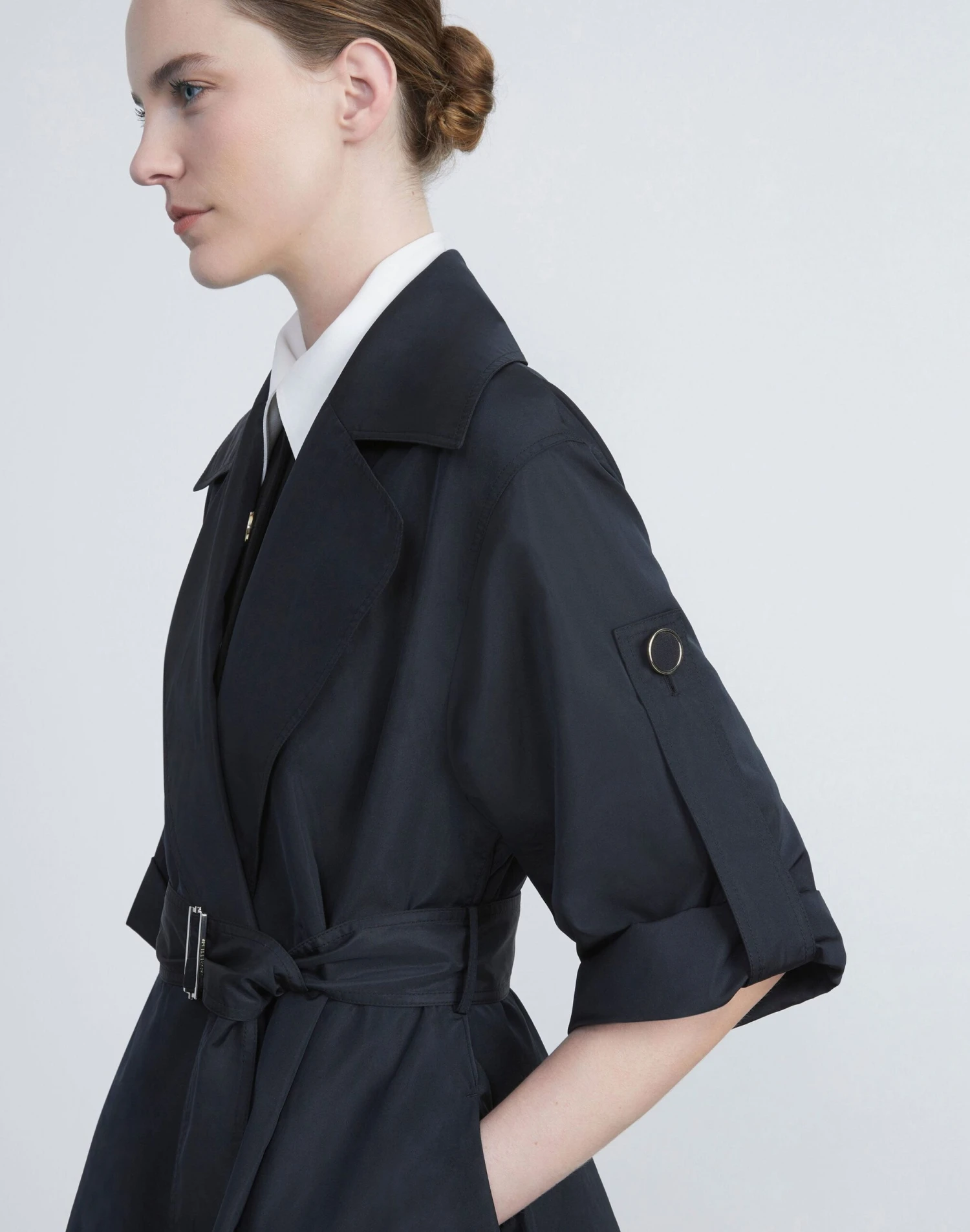 Regenerated Poly Taffeta Short Trench Coat 4 Regenerated Poly Taffeta Short Trench Coat - Image 4