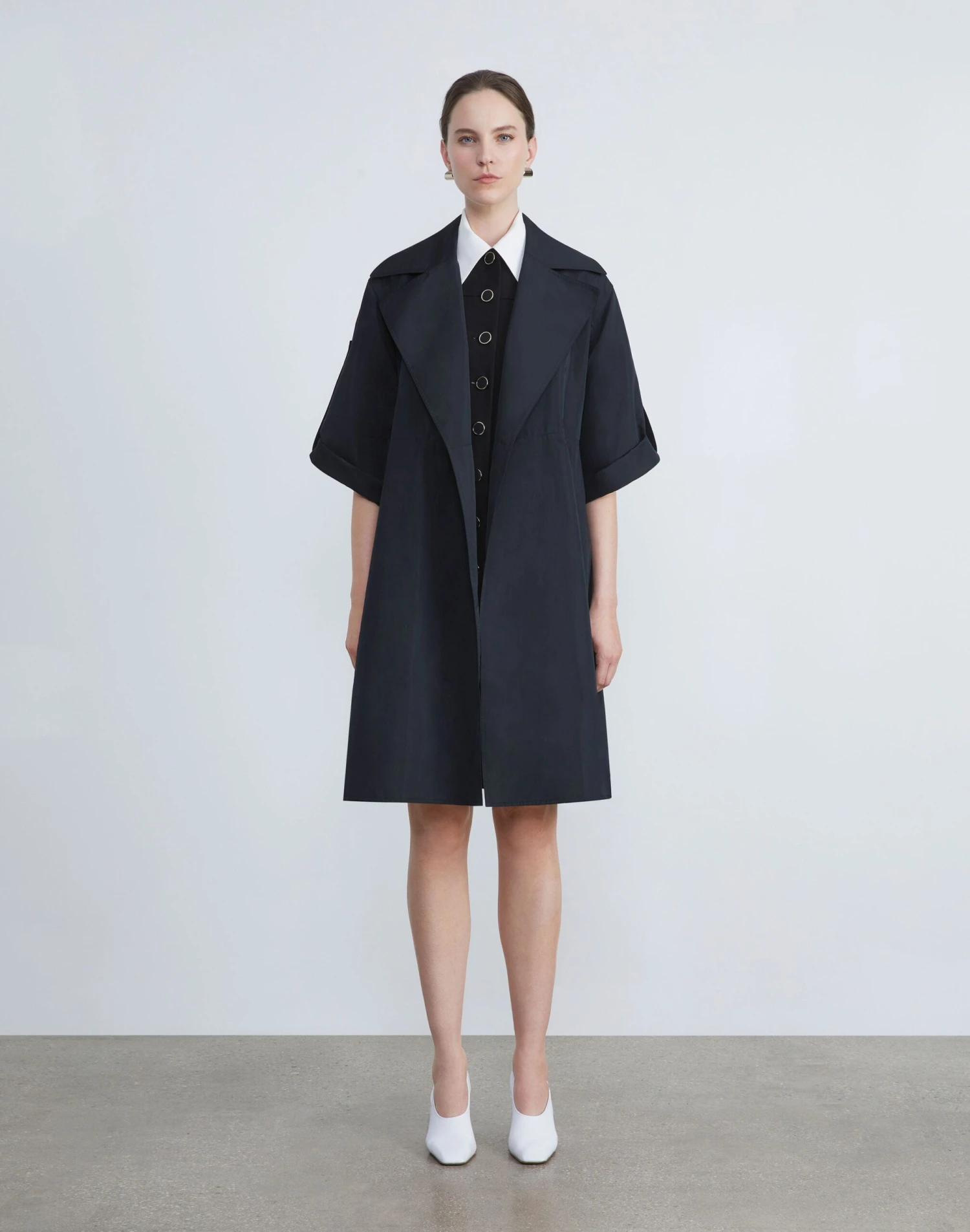 Regenerated Poly Taffeta Short Trench Coat 2 Regenerated Poly Taffeta Short Trench Coat - Image 2