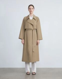 Cotton Twill Convertible Trench Coat -Chic Daily Fashion mcb80r 1x52 cadet khaki