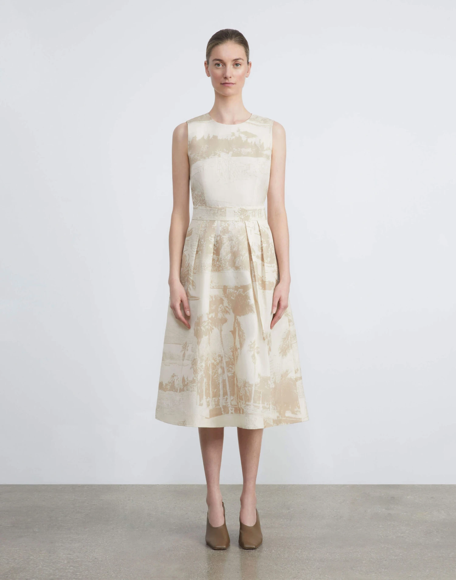 Postcards Print Viscose-Linen Fit & Flare Dress 5 Postcards Print Viscose-Linen Fit & Flare Dress - Image 5