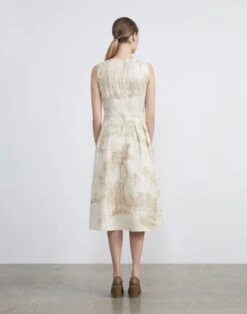 Postcards Print Viscose-Linen Fit & Flare Dress 7 Postcards Print Viscose-Linen Fit & Flare Dress -Chic Daily Fashion mdch9r 1x95 buff multi back