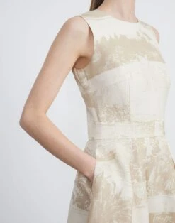 Postcards Print Viscose-Linen Fit & Flare Dress 8 Postcards Print Viscose-Linen Fit & Flare Dress -Chic Daily Fashion mdch9r 1x95 buff multi detail