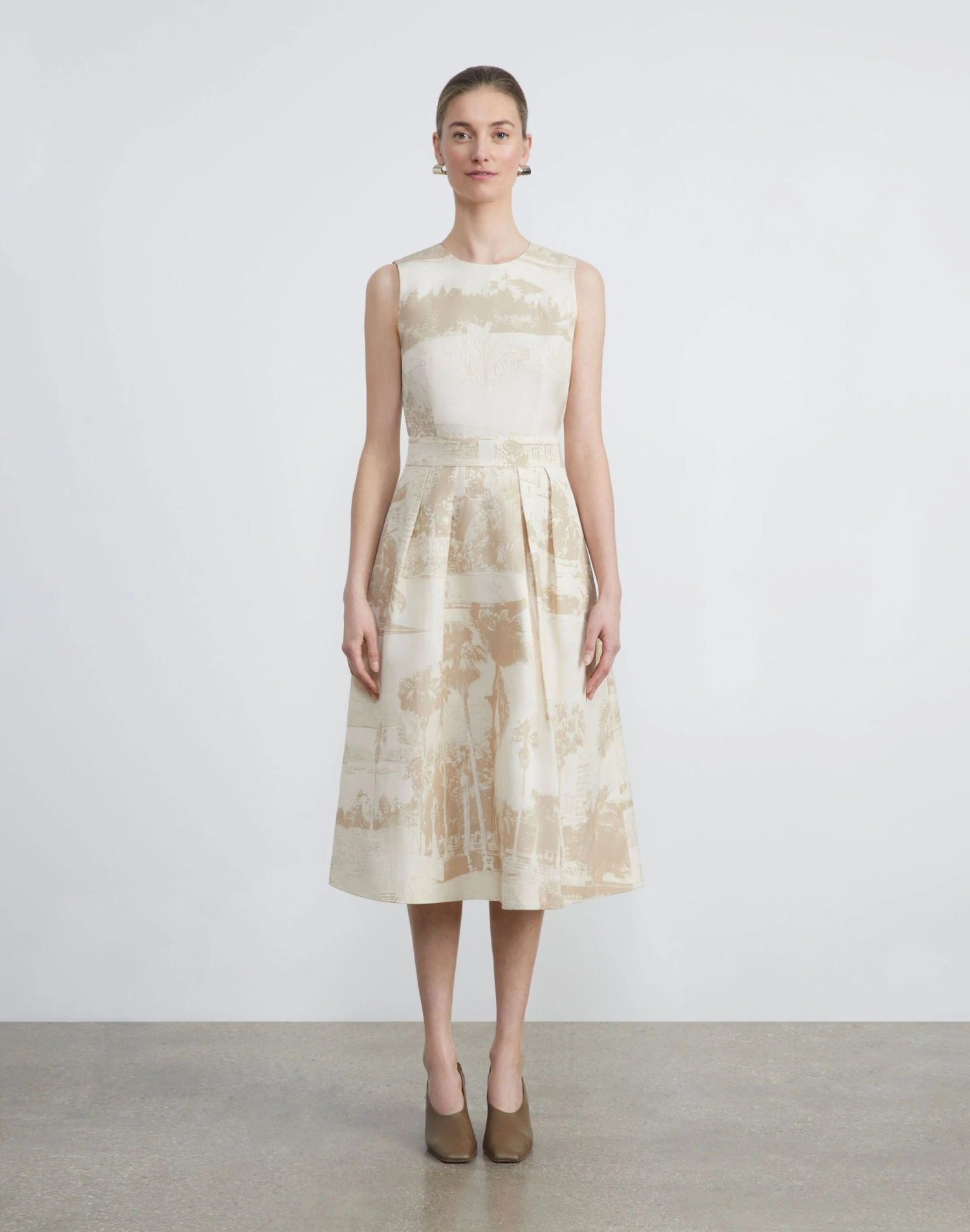 Postcards Print Viscose-Linen Fit & Flare Dress 2 Postcards Print Viscose-Linen Fit & Flare Dress - Image 2