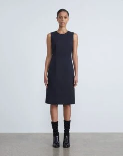 Stretch Wool Sheath Dress -Chic Daily Fashion mdcn3h 1p40 navy